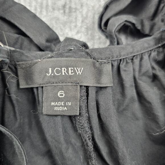 J.Crew Dress Womens 6 Black Poplin Tiered Babydoll Tea Midi Minimal Classic - Picture 6 of 7